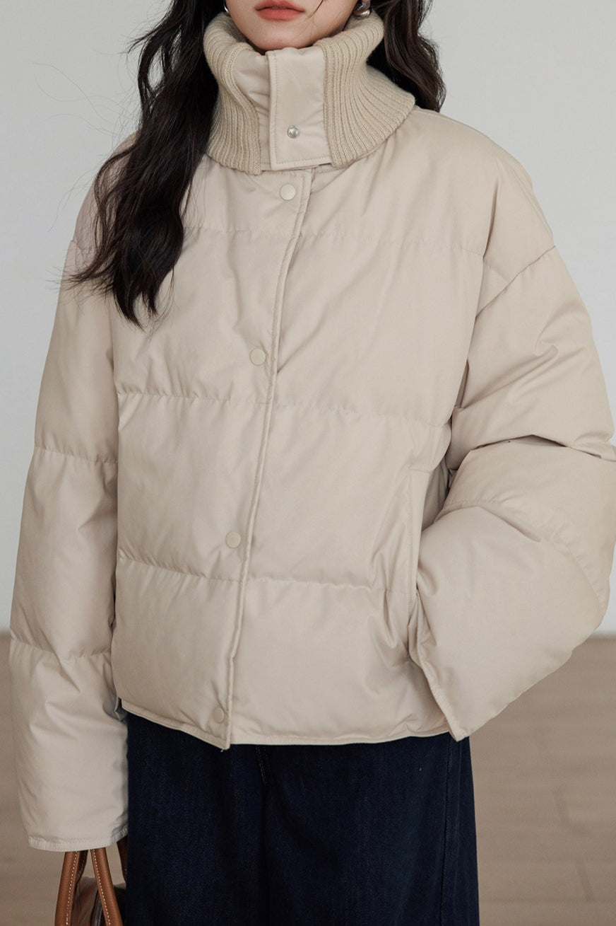 Drune | Kragen Weißer Entendaunen-Pufferjacke