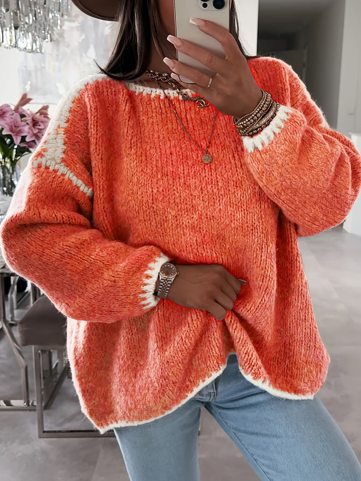Drune | Lockere Strickpullover Weich und Gemütlich Einzigartige Häkel-details
