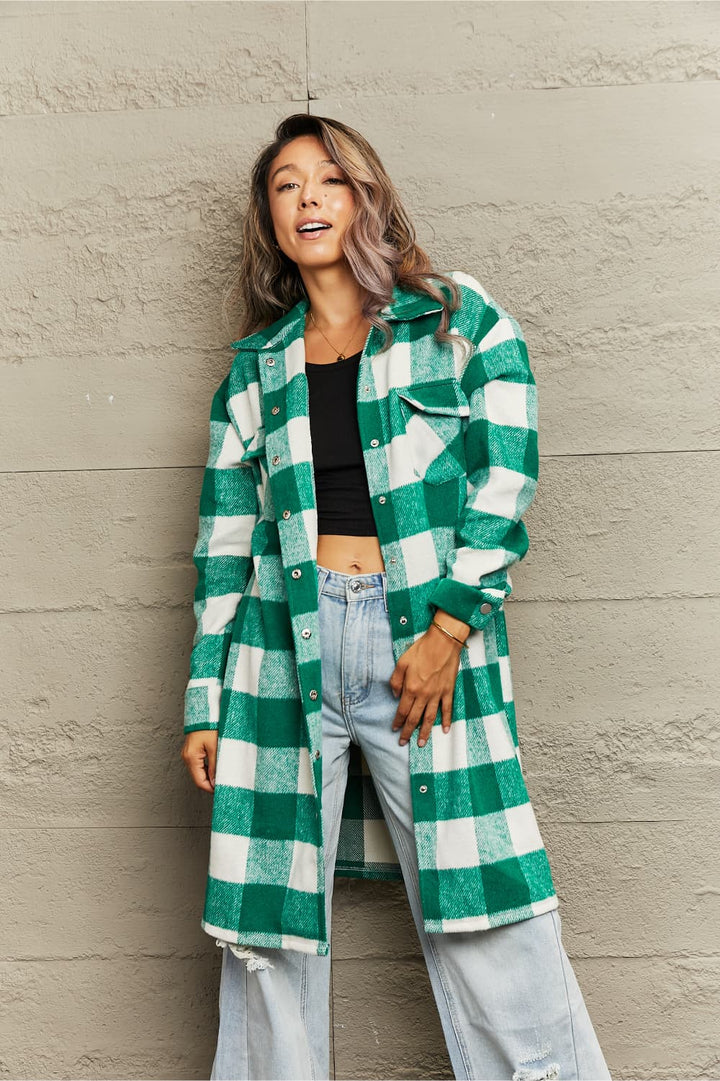 Drune | Karierte Longline Hemdjacke