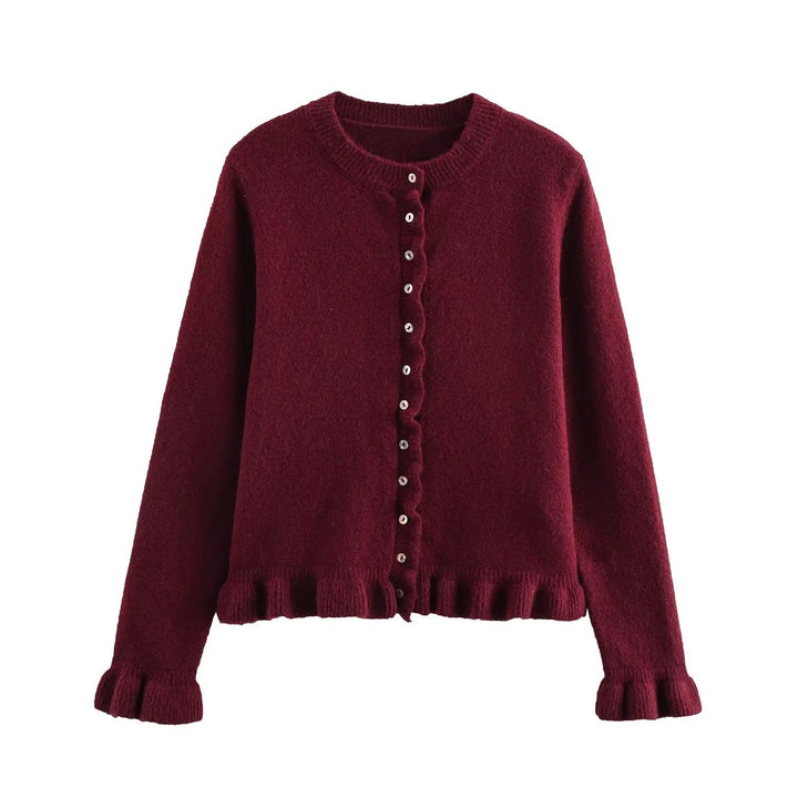 Drune | Ruffled women's cardigan with buttons, chic layered top
