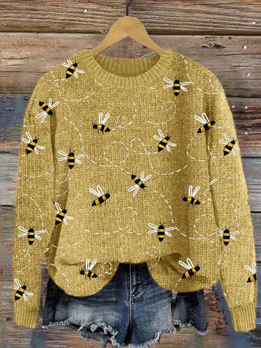 Drune | Charmanter Strickpullover mit Bienenstickerei
