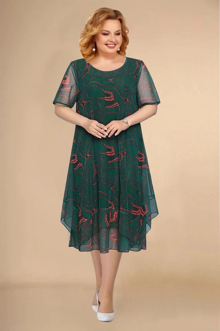 Drune - Florales Chiffonkleid Luftig Fließende Passform