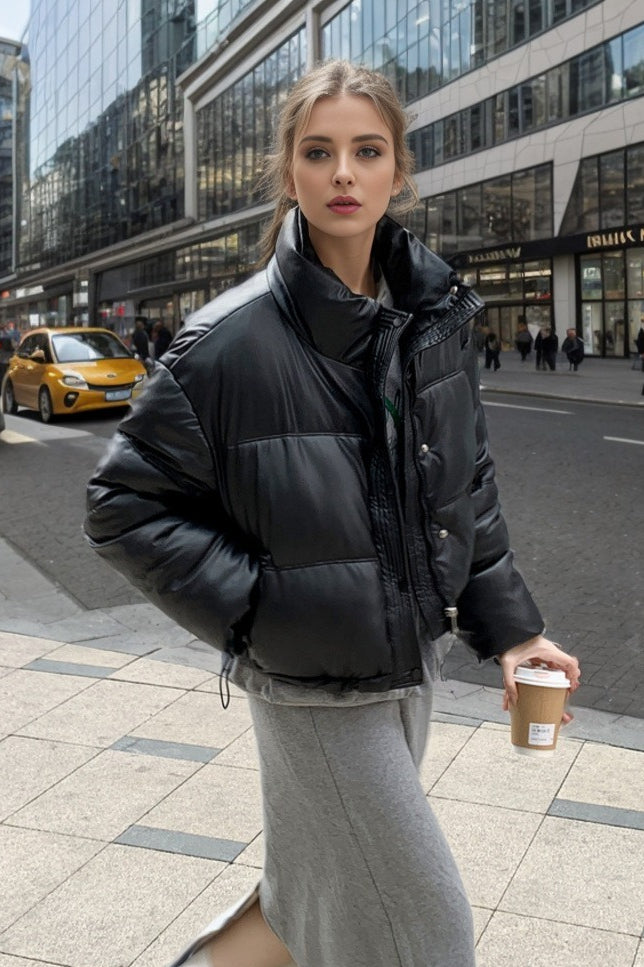 Drune | Faux Leather Isolierte Pufferjacke