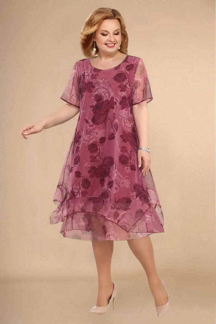 Drune - Florales Chiffonkleid Luftig Fließende Passform