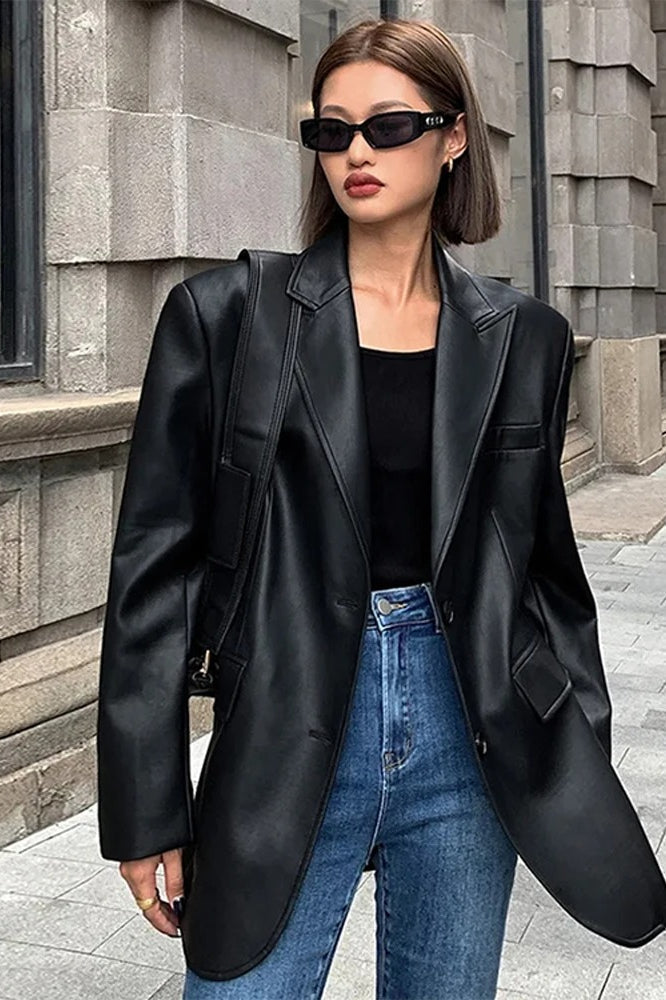 Drune | PU Leder Blazer Jacke