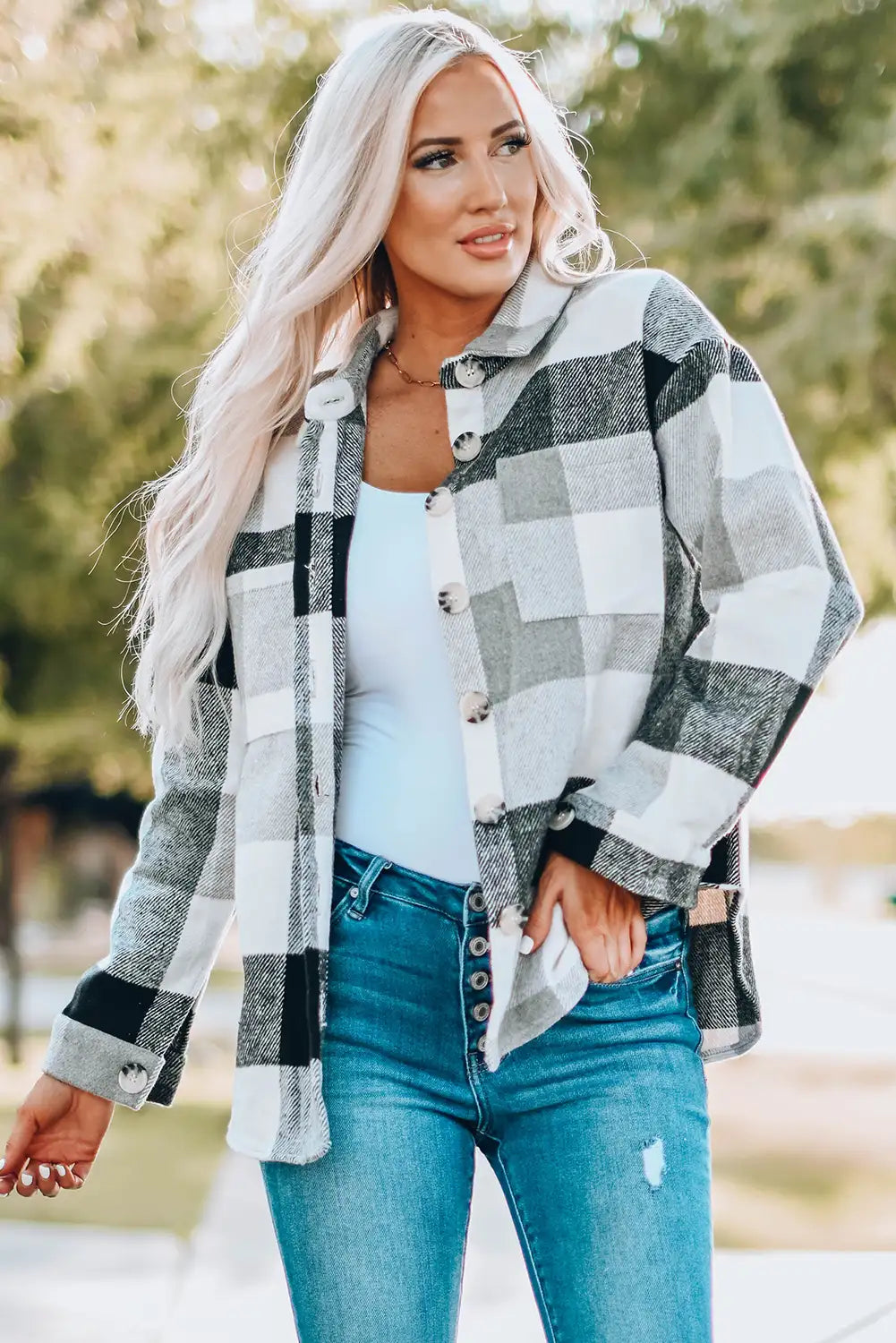 Drune | Kaki karierte Jacke mit Farbfeldern für einen mühelosen Winterstil