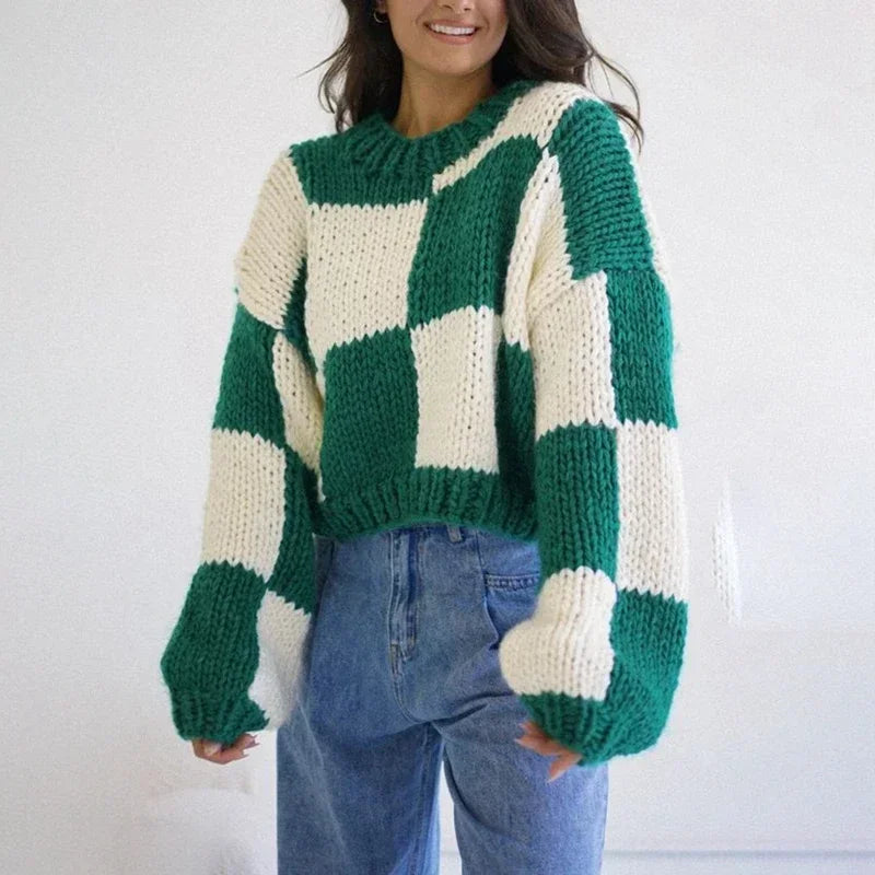 Drune | Cozy plaid short sweater