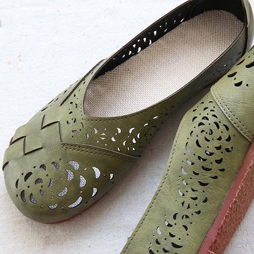 Drune | Atmungsaktive Lederflats Im Vintage-Stil