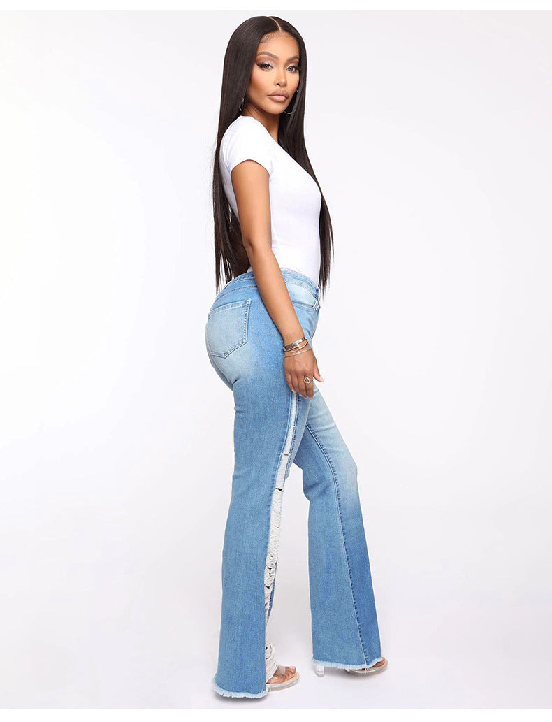 Drune Stretch Ripped Flare Jeans