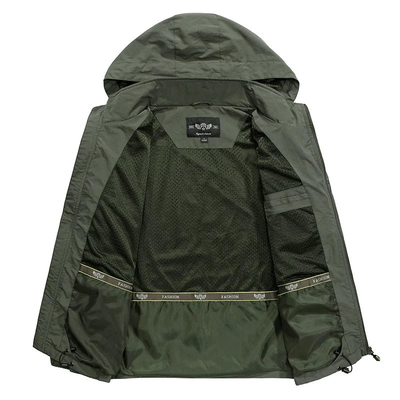 Drune | Wasserdichte Outdoor Herrenjacke mit abnehmbarem Kapuzenverband