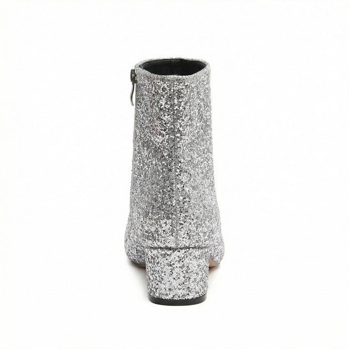Drune | Glitzernde Ankle Boots mit Blockabsatz