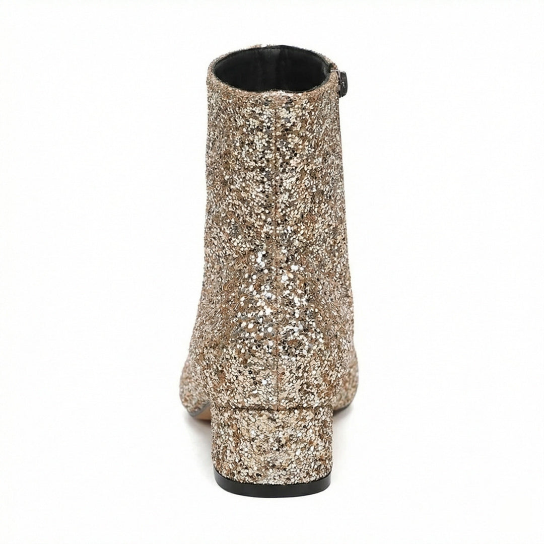 Drune | Glitzernde Ankle Boots mit Blockabsatz