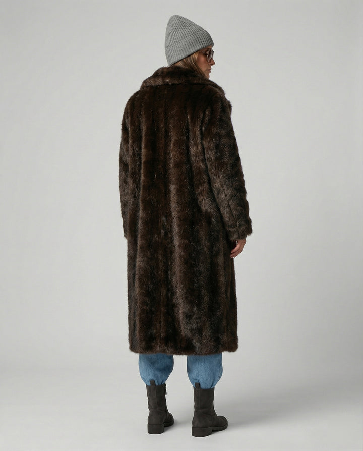 Drune - Damen Luxuriöser Kunstpelzmantel, Weich & Warm Gefüttert