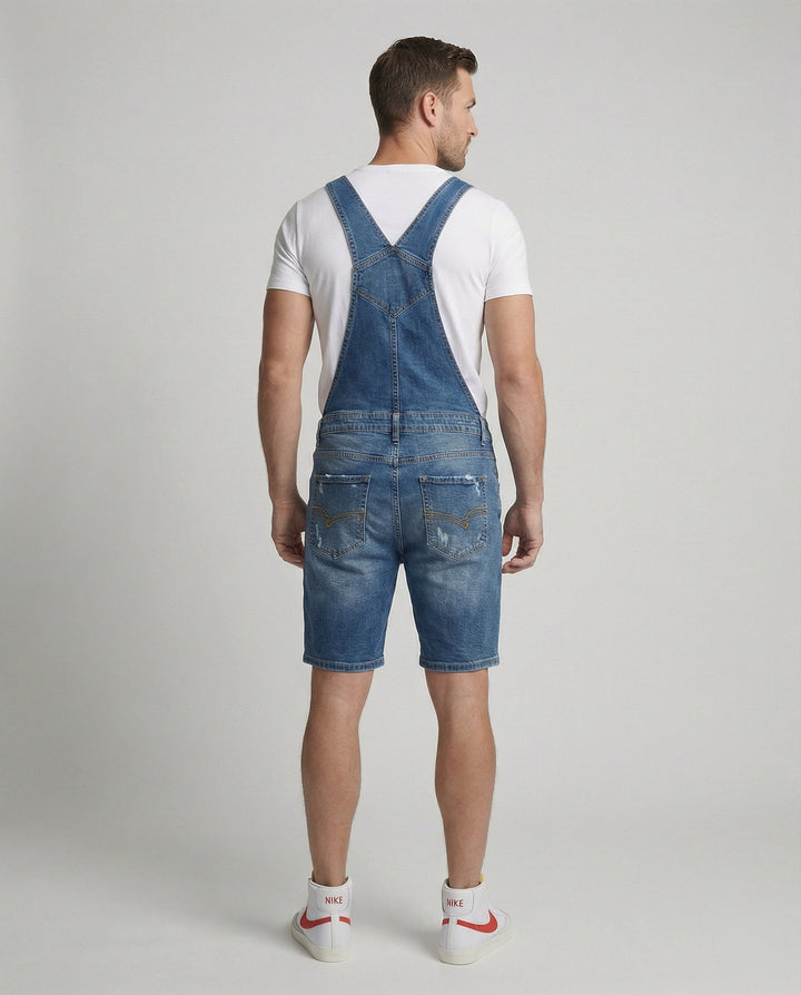Herren Jeans-Latzhose im Used-Look mit abnehmbaren Trägern