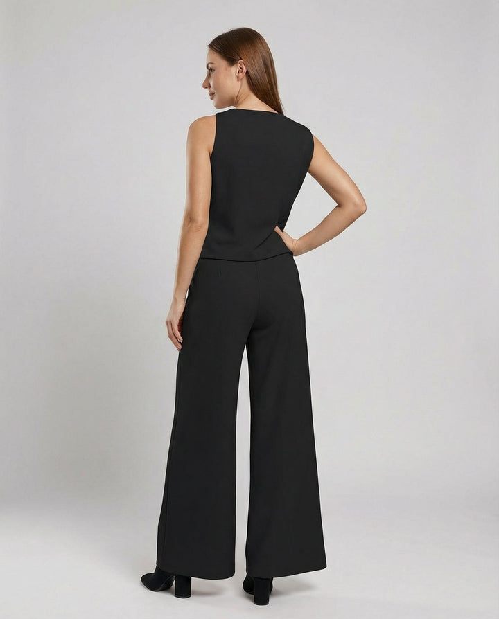Eleganter Jumpsuit mit Rundhalsausschnitt für Alltag & Besondere Anlässe | Drune
