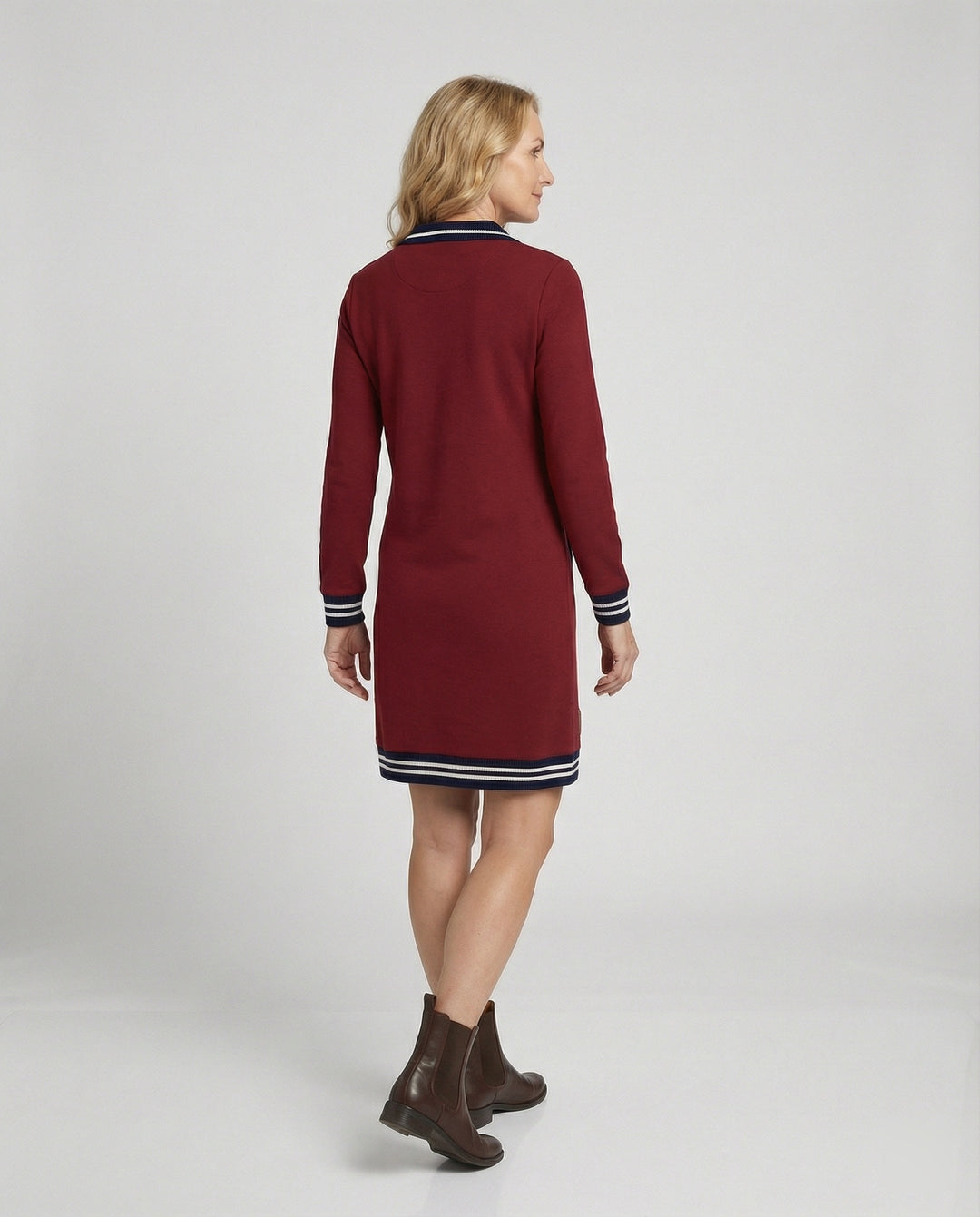 Drune - Damen Kleid mit Reißverschluss & Reverskragen, Modern Geschnitten
