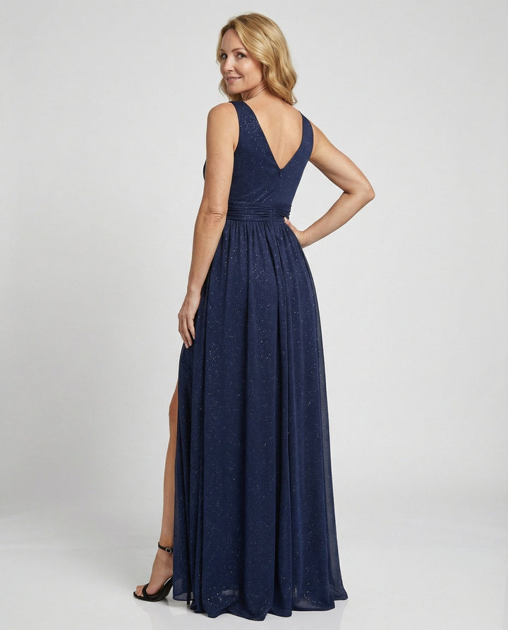 Abendkleid lang fließend mit V-Ausschnitt