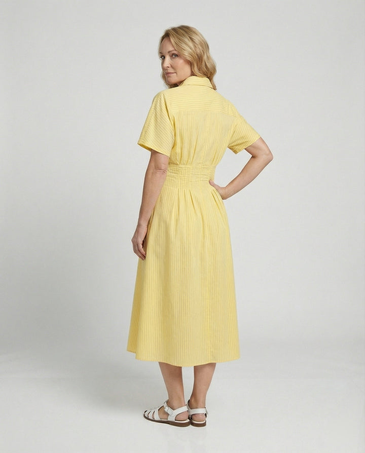 Damen Hemdkleid Midi mit Plissee