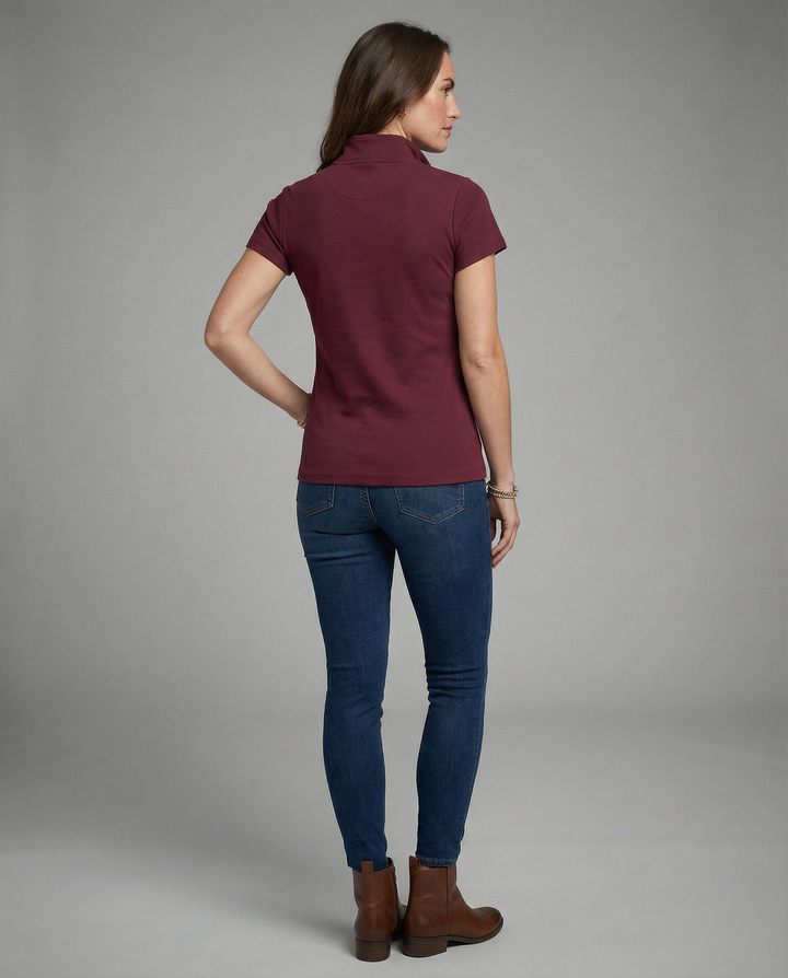 Damen Poloshirt mit kurzem Reißverschluss und figurbetontem Schnitt Drune