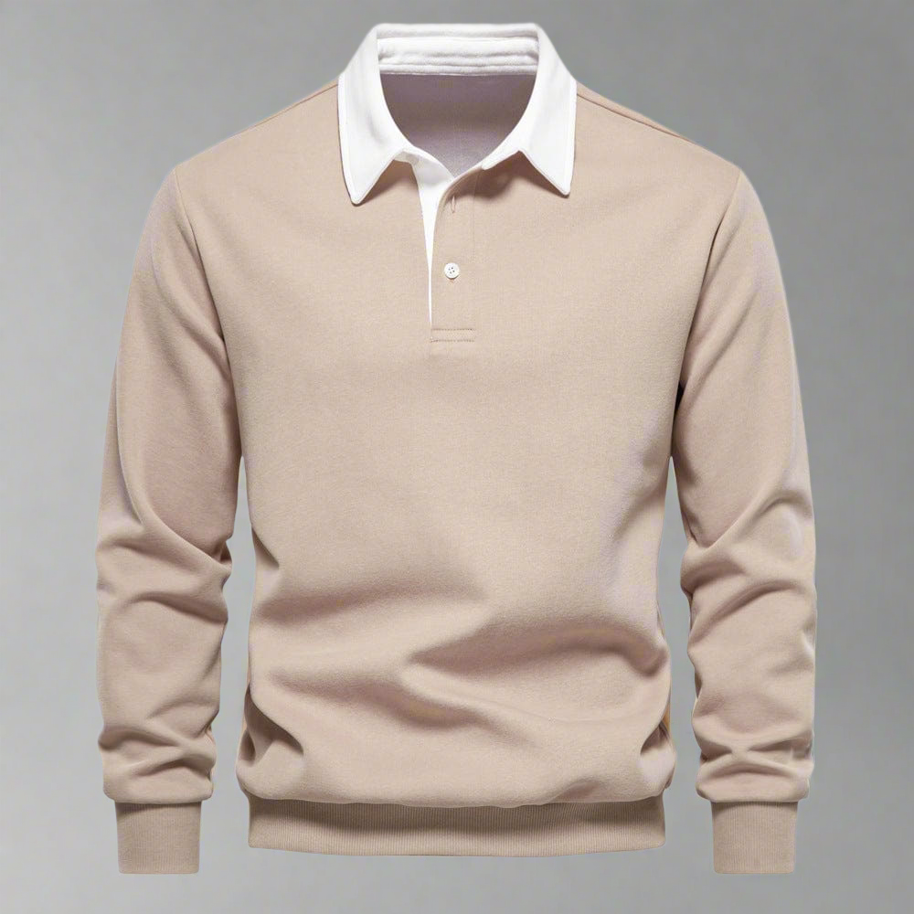 Drune | Polo Pullover Klassische Passform Weiches Strick Gerippte Bündchen