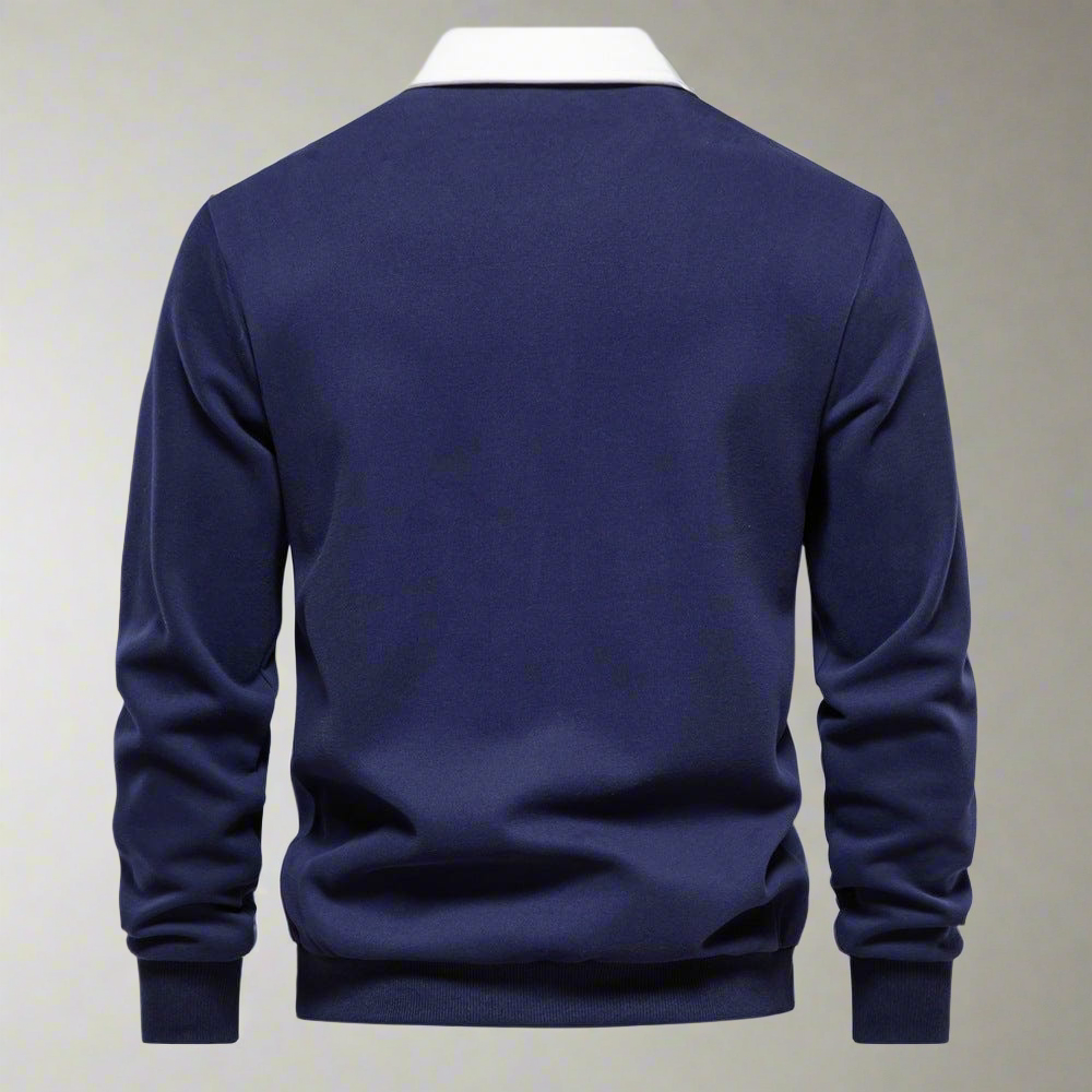 Drune | Polo Pullover Klassische Passform Weiches Strick Gerippte Bündchen