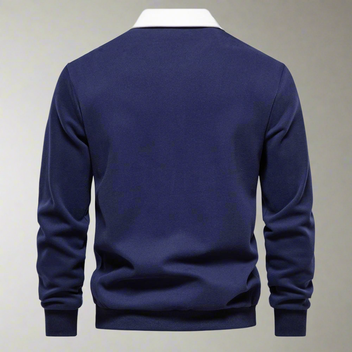Drune | Polo Pullover Klassische Passform Weiches Strick Gerippte Bündchen