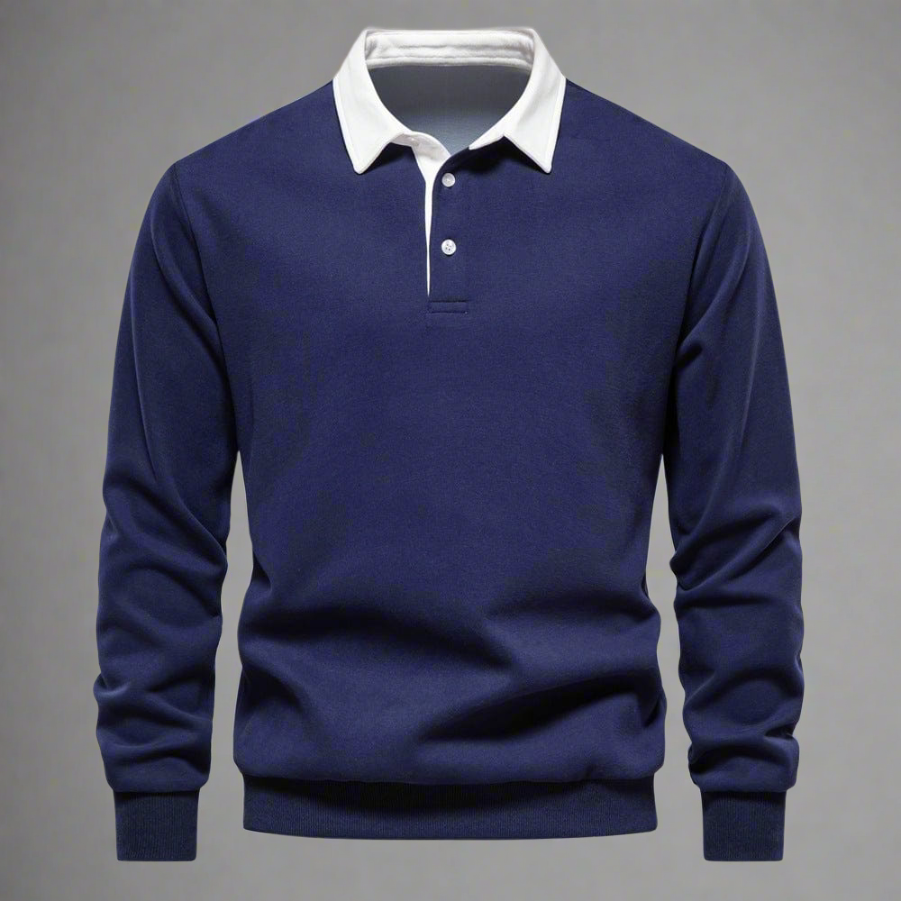Drune | Polo Pullover Klassische Passform Weiches Strick Gerippte Bündchen