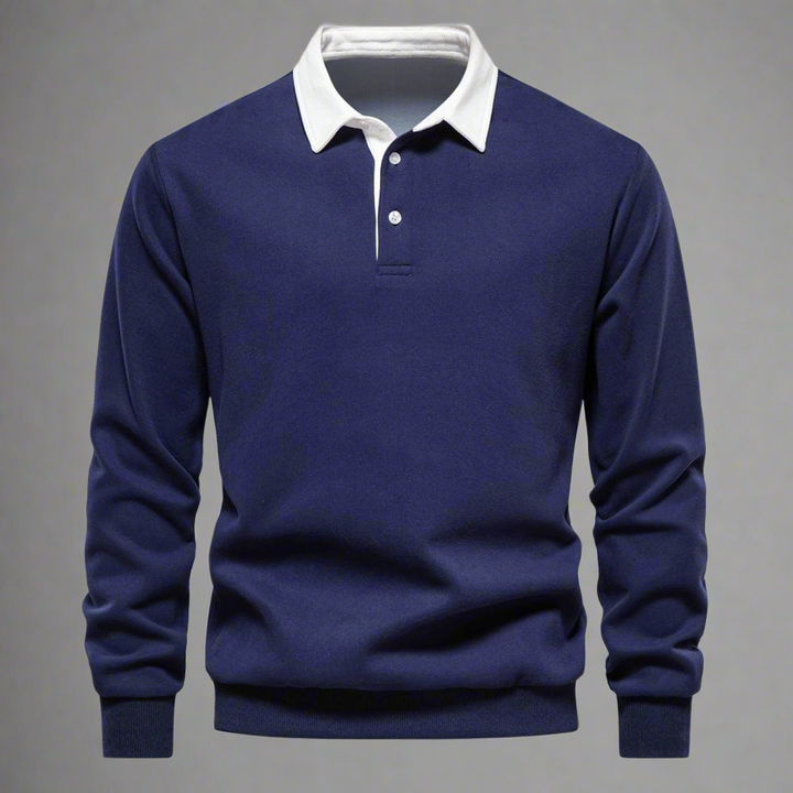 Drune | Polo Pullover Klassische Passform Weiches Strick Gerippte Bündchen