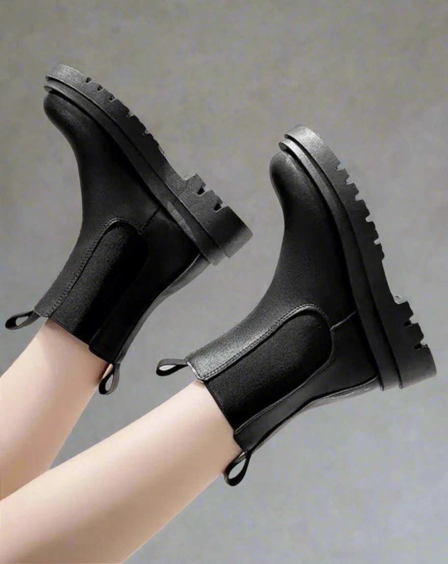 Drune | Chelsea Boots Leder Dicke Sohle Bequemes Chunky Absatz Einfaches Anziehen