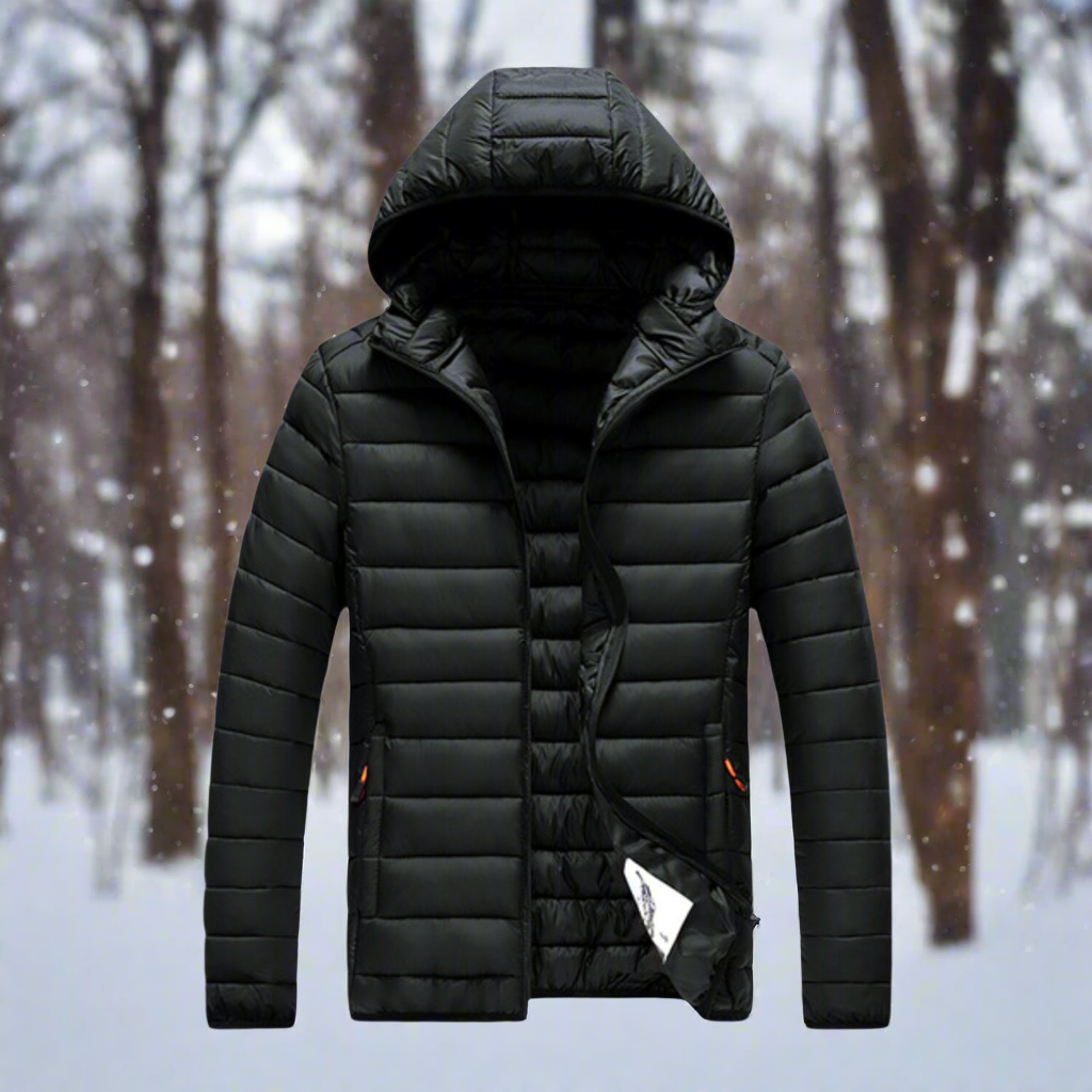 Drune | Nylon Pufferjacke mit Kapuze, gesteppte Pufferjacke