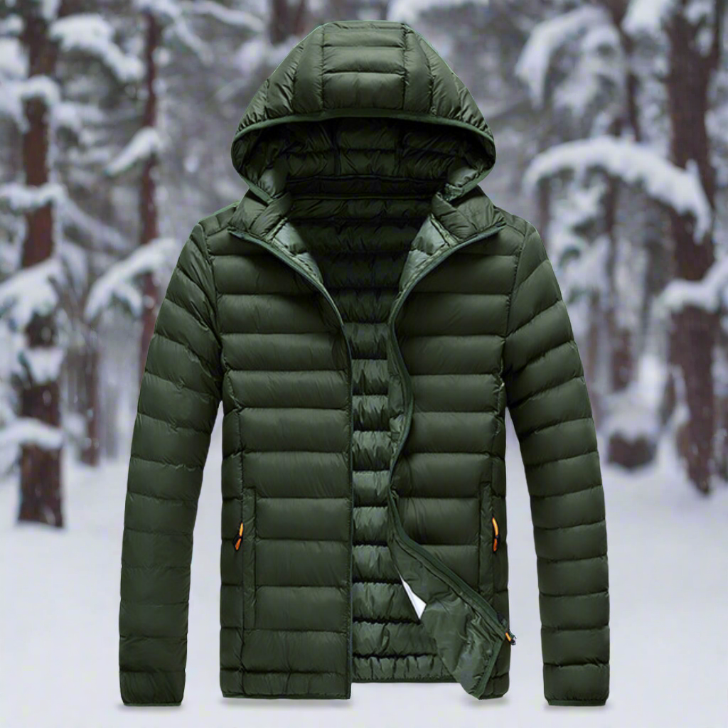 Drune | Nylon Pufferjacke mit Kapuze, gesteppte Pufferjacke