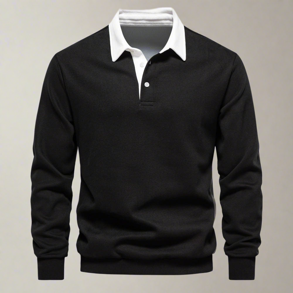 Drune | Polo Pullover Klassische Passform Weiches Strick Gerippte Bündchen