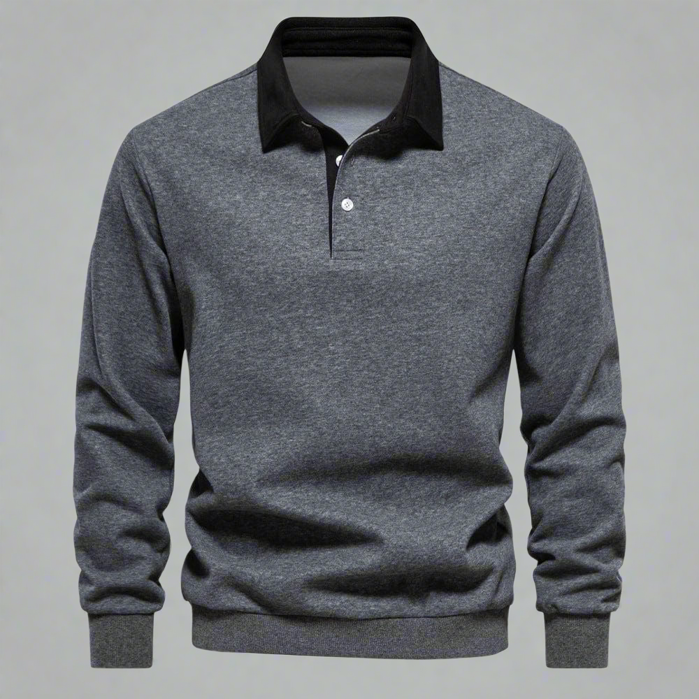 Drune | Polo Pullover Klassische Passform Weiches Strick Gerippte Bündchen