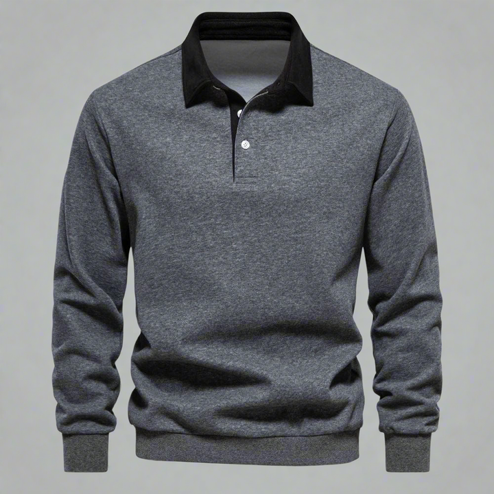 Drune | Polo Pullover Klassische Passform Weiches Strick Gerippte Bündchen