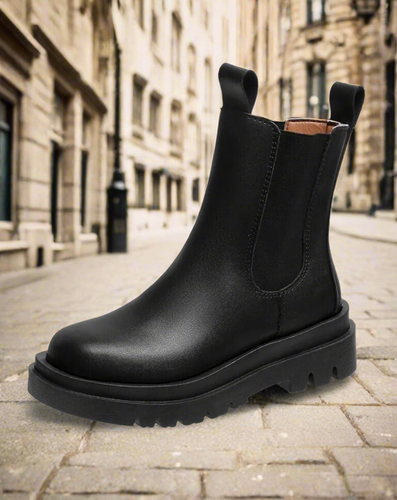 Drune | Chelsea Boots Leder Dicke Sohle Bequemes Chunky Absatz Einfaches Anziehen