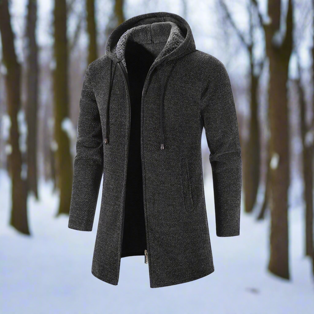 Drune | Kapuzenpullover Strickstoff Reißverschluss Weiche Fütterung Verstellbare Kapuze