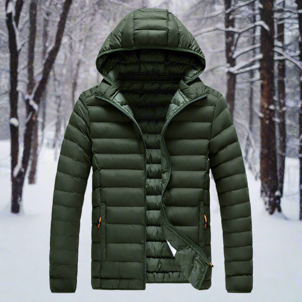 Drune | Nylon Pufferjacke mit Kapuze, gesteppte Pufferjacke