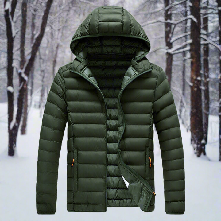 Drune | Nylon Pufferjacke mit Kapuze, gesteppte Pufferjacke