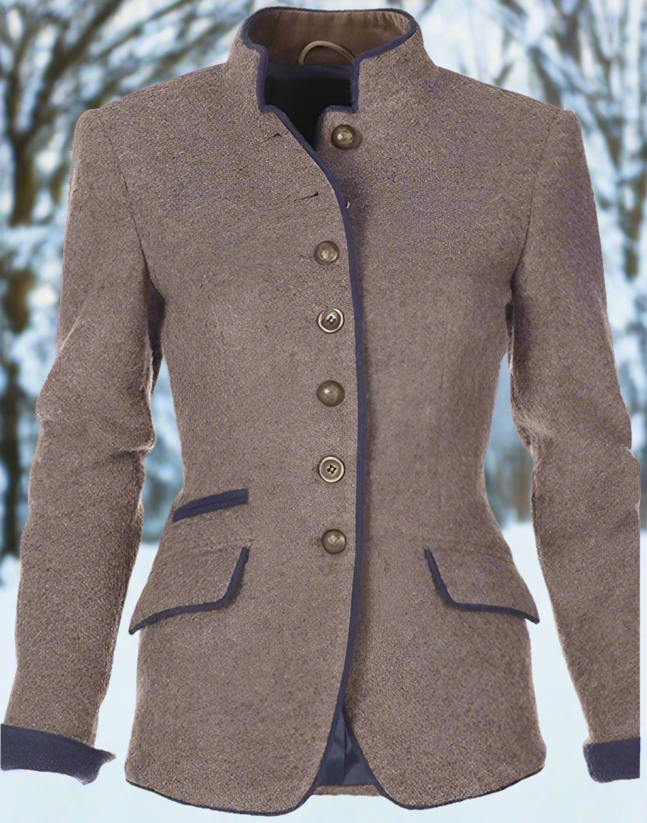 Drune | Blazer Wollmischung Tailliert Mit Stehkragen Knöpfe Und Taschen