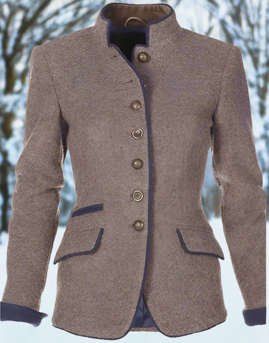 Drune | Blazer Wollmischung Tailliert Mit Stehkragen Knöpfe Und Taschen
