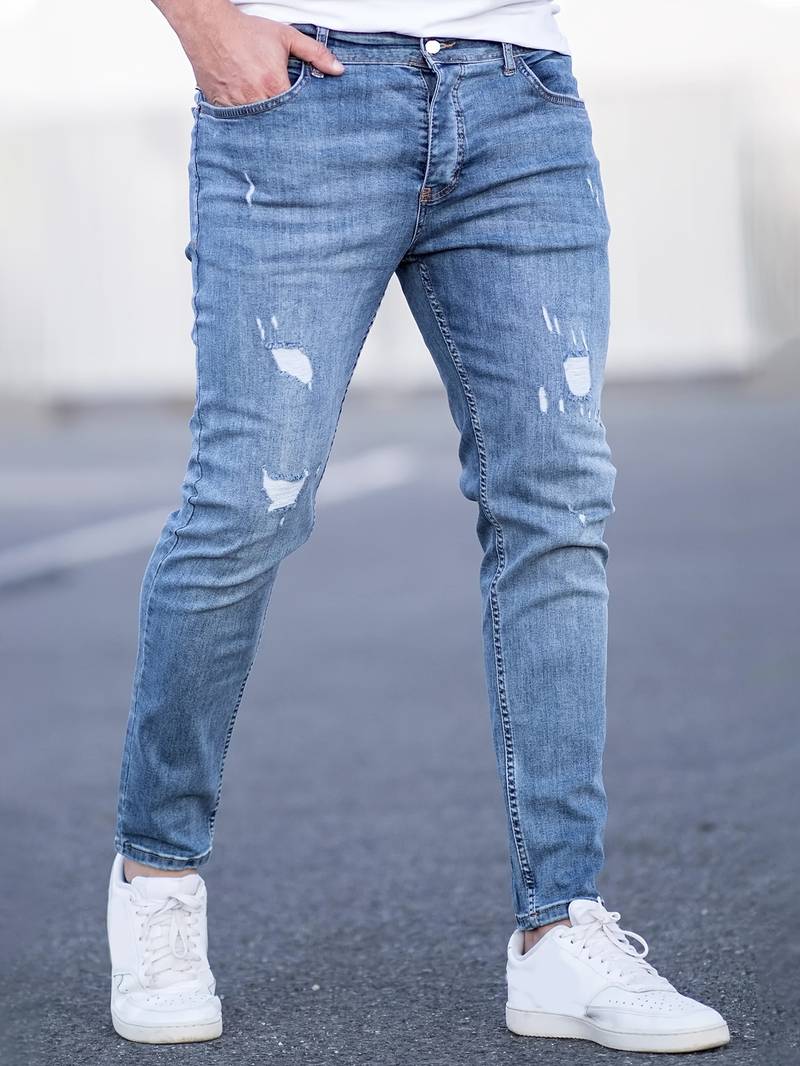 Drune | Skinny Fit Jeans mit Rissen - Stretch Denim Hose für Alltag & Streetwear Style