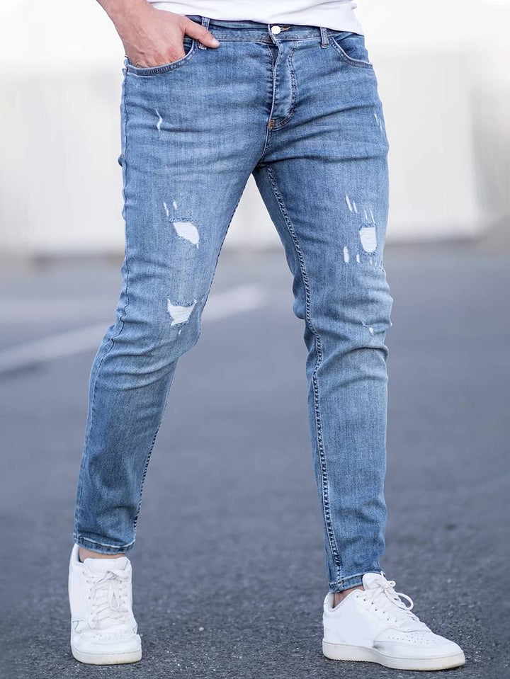 Drune | Skinny Fit Jeans mit Rissen - Stretch Denim Hose für Alltag & Streetwear Style