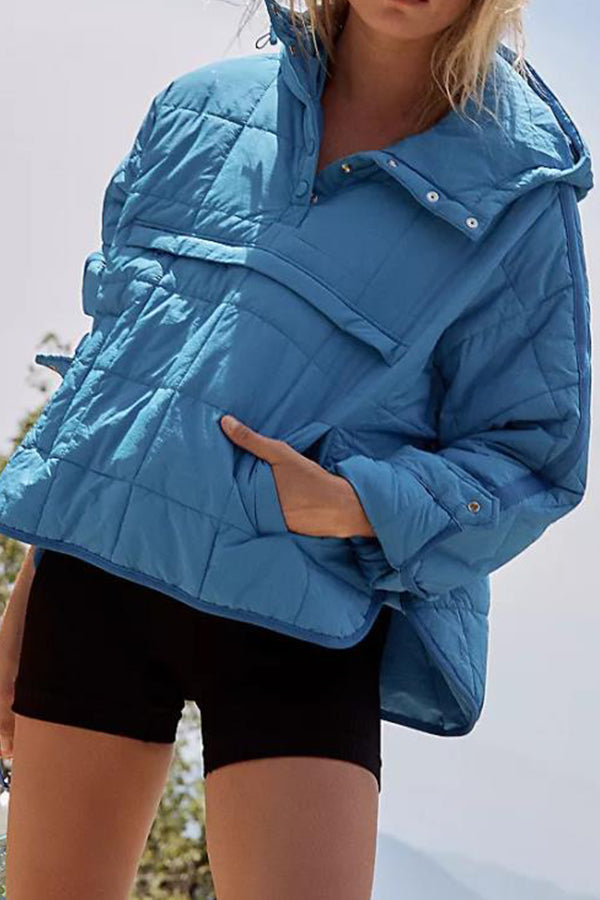 Drune | Farbe Kapuzenjacke Gepolstert Faltbare Gepolsterte Pullover Tasche Langarmjacke