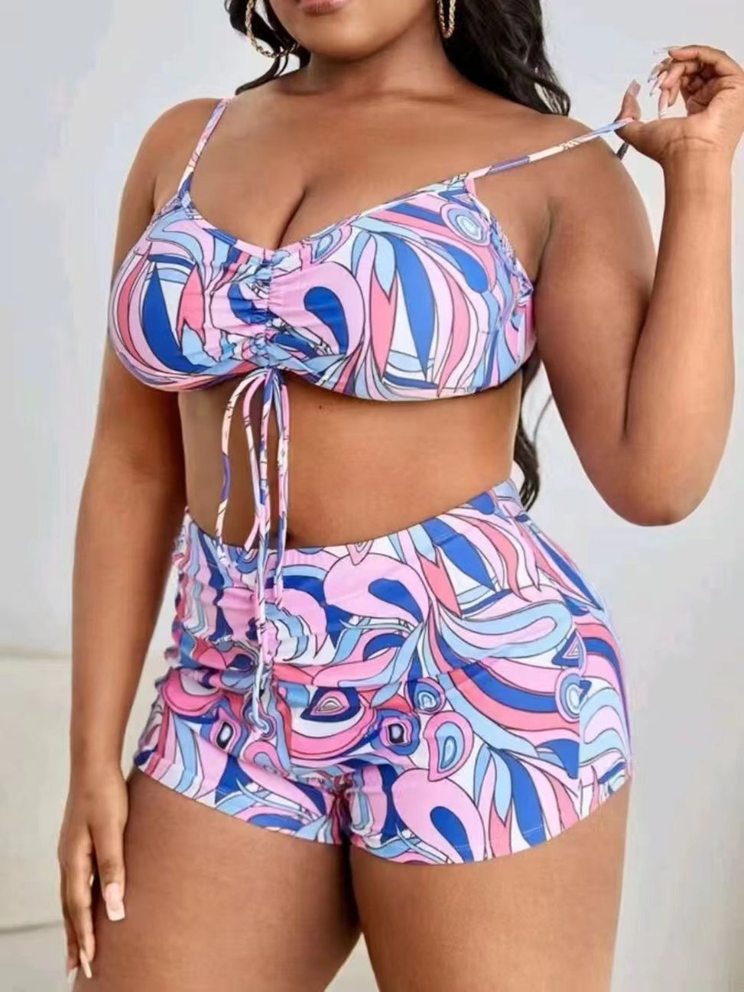 Drune | Große lange Bluse hohe Taille Boxershorts Badeanzug