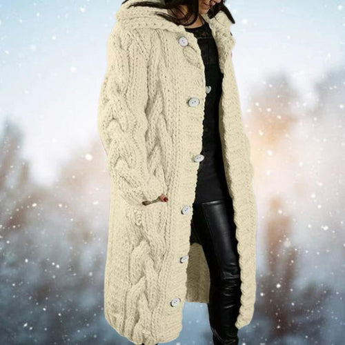 Drune | Verlängerte Strickjacke mit Geflochtenem Design Robuste Acrylwolle Perfekt Für Kaltes Wetter