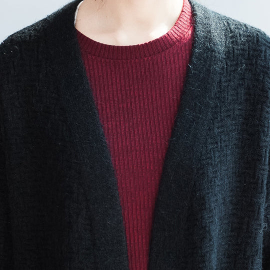 Drune | Herbst warme Pullover Mäntel Plus Size dicke Pullover Cardigans seitlich offen