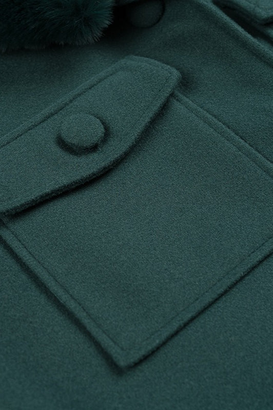 Drune | Abnehmbarer Pelzkragen Wolljacke