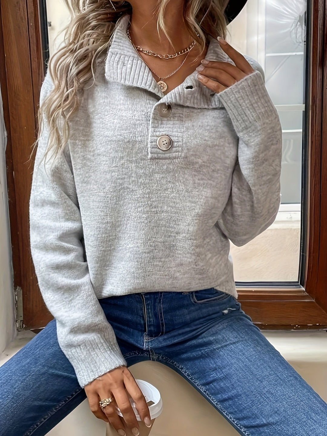 Drune | Lässiger Stricksweater mit Knopfdetails Acryl Weich und Bequem