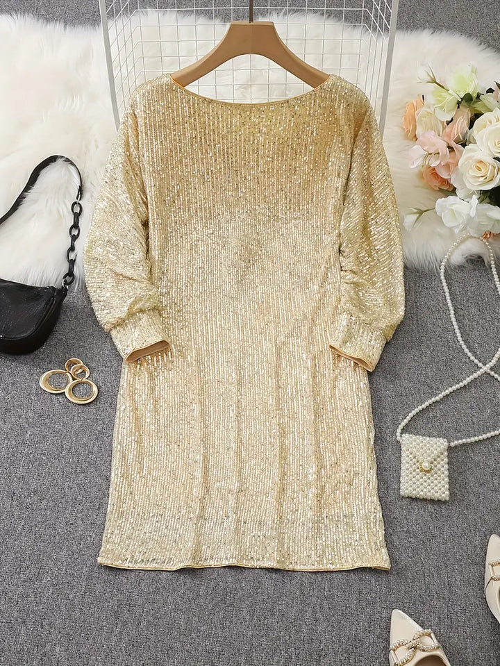 Drune | Party Paillettenkleid mit Kontrast