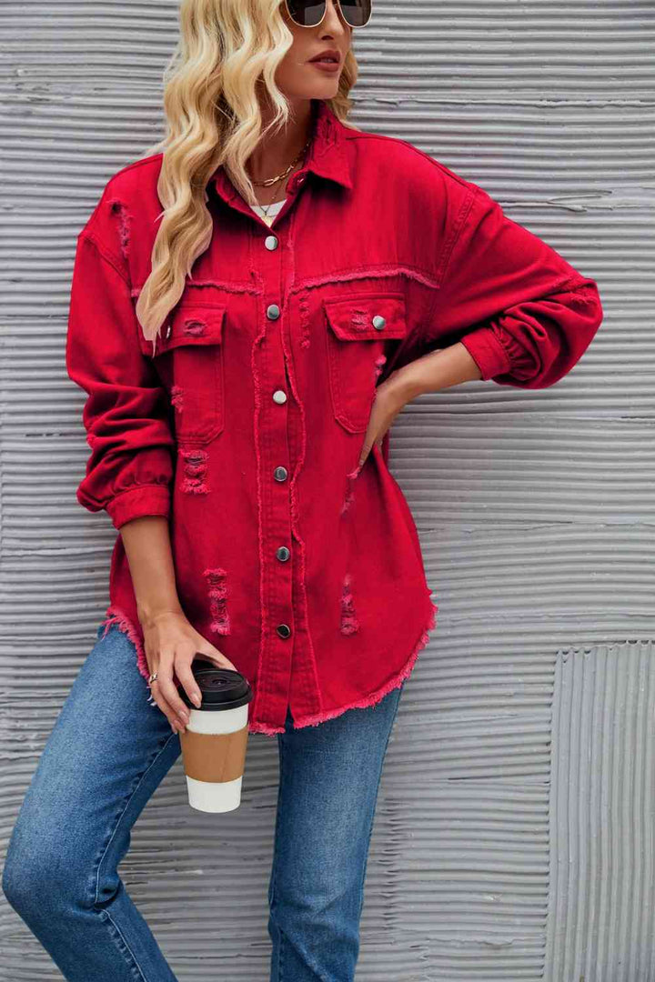 Drune | Zerrissene Rohsaum-Denimjacke